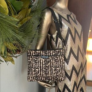 Coach Black and Tan Animal Print Crossbody Bag